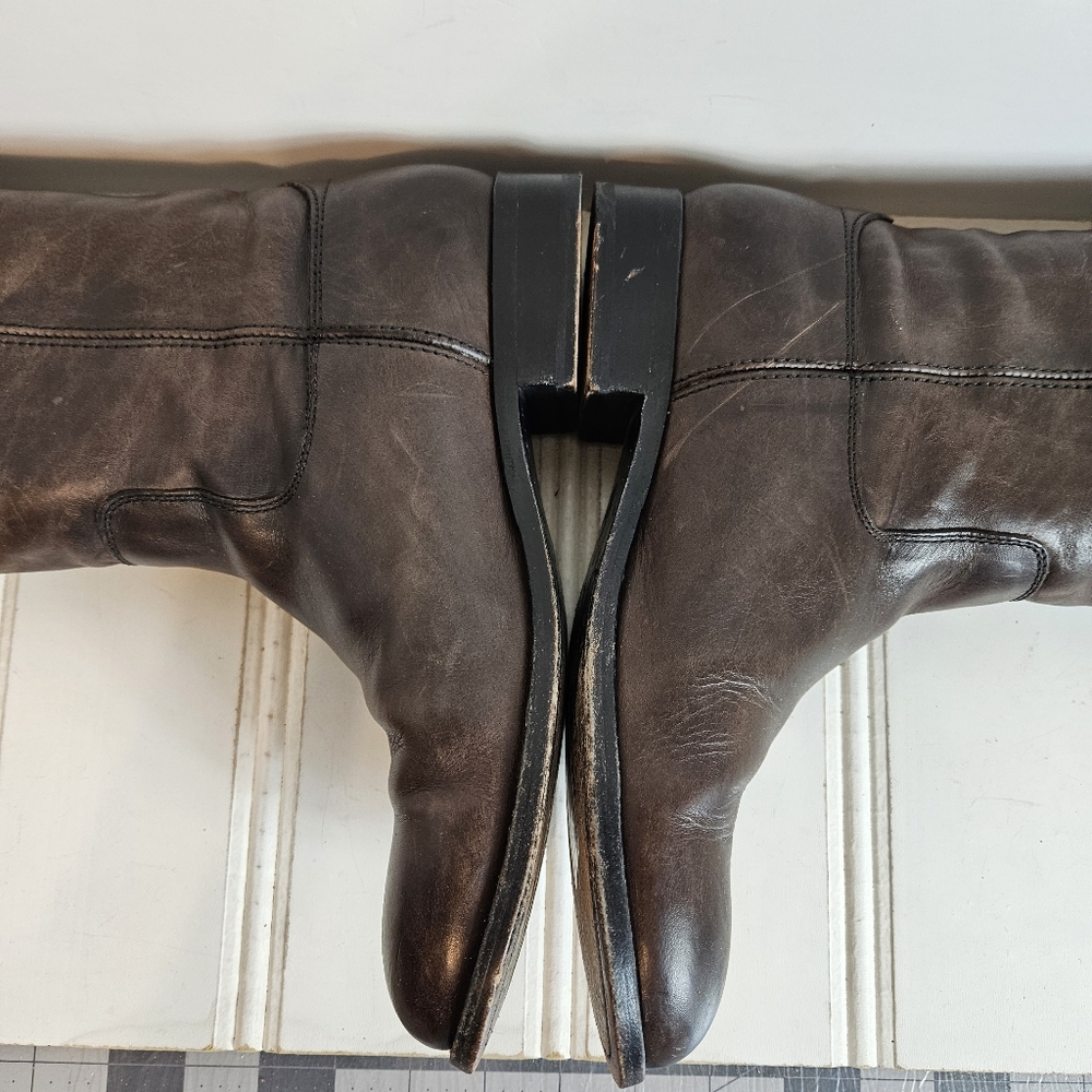 Frye Brown Melissa Button Leather Riding Boots Women’s 8 Knee High Equestrian - Picture 8 of 16